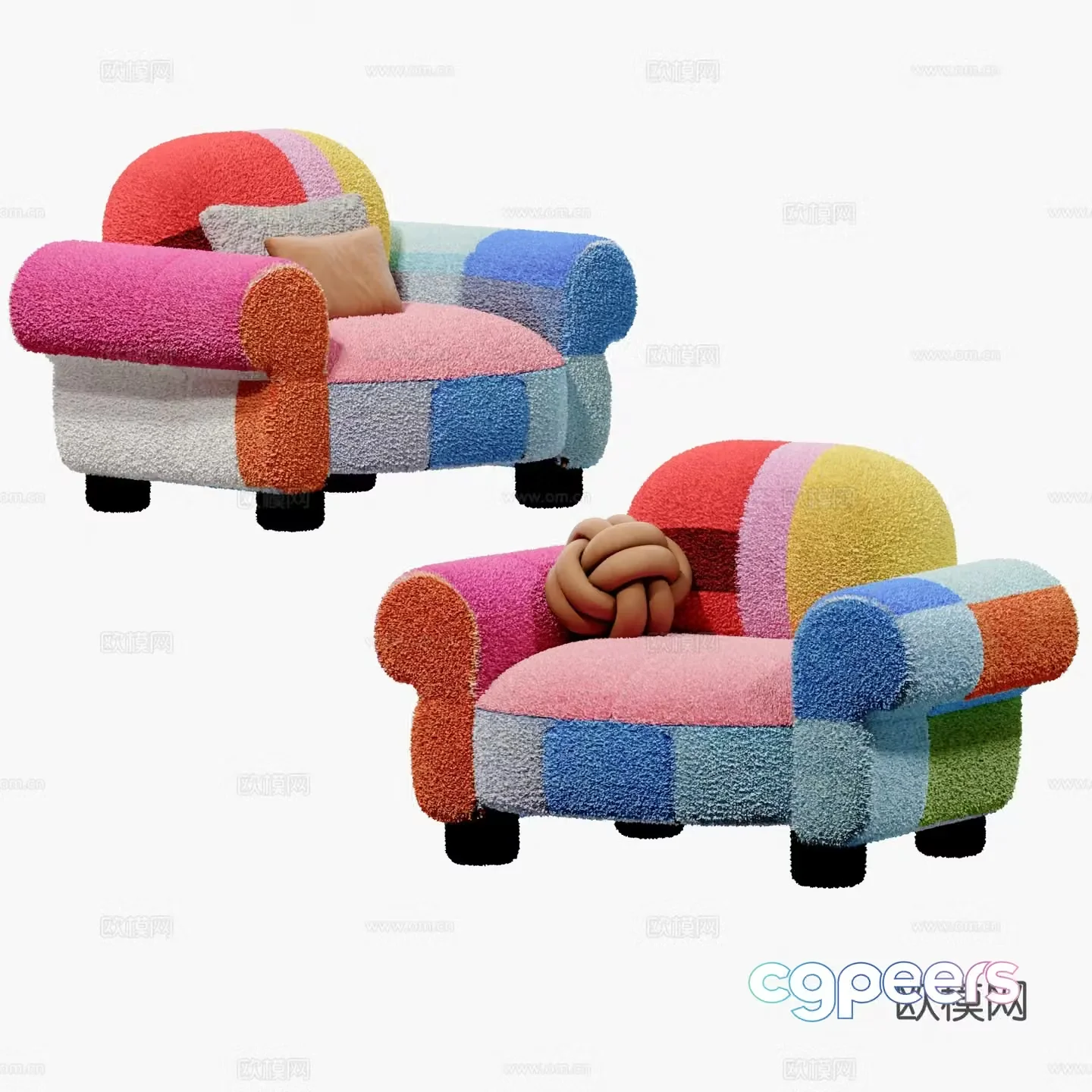 Modern Mondrian casual single sofa casual chair 3d model