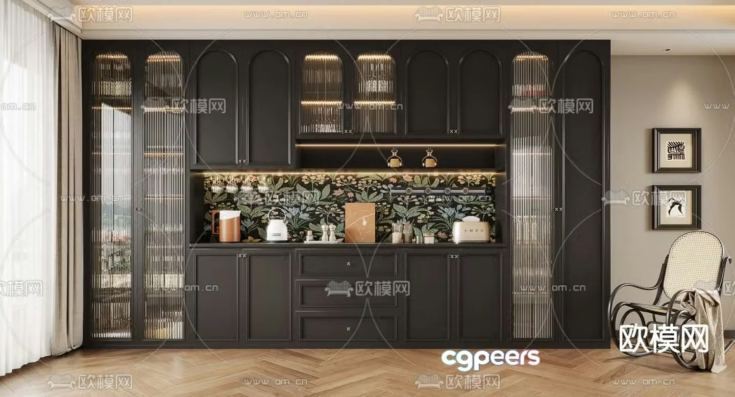 French wine cabinet sideboard 3d model