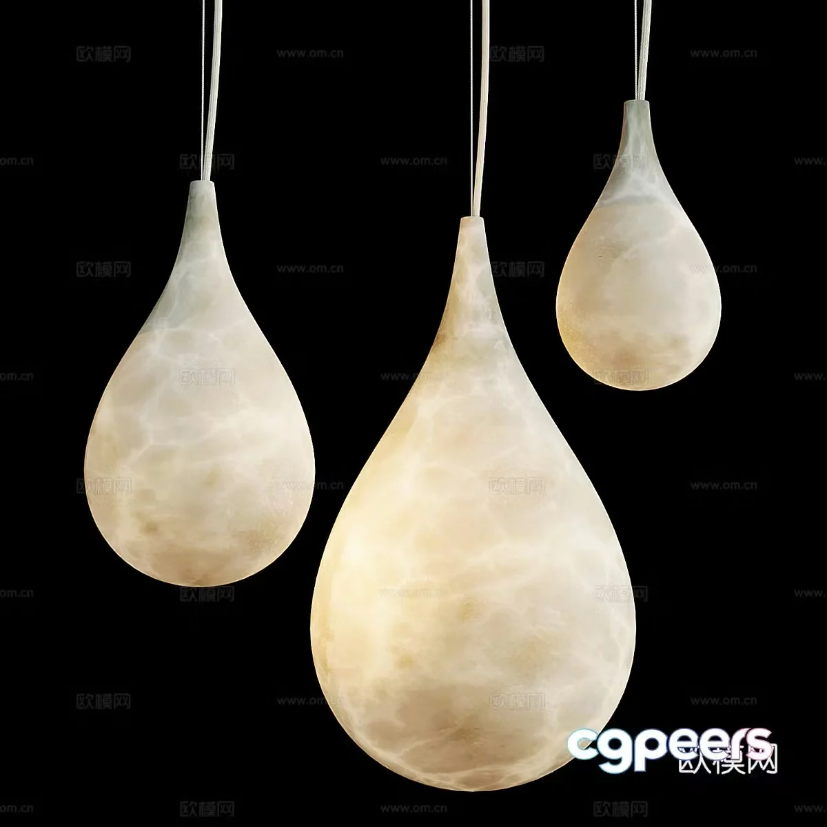 Modern water droplet chandelier lamp 3D model