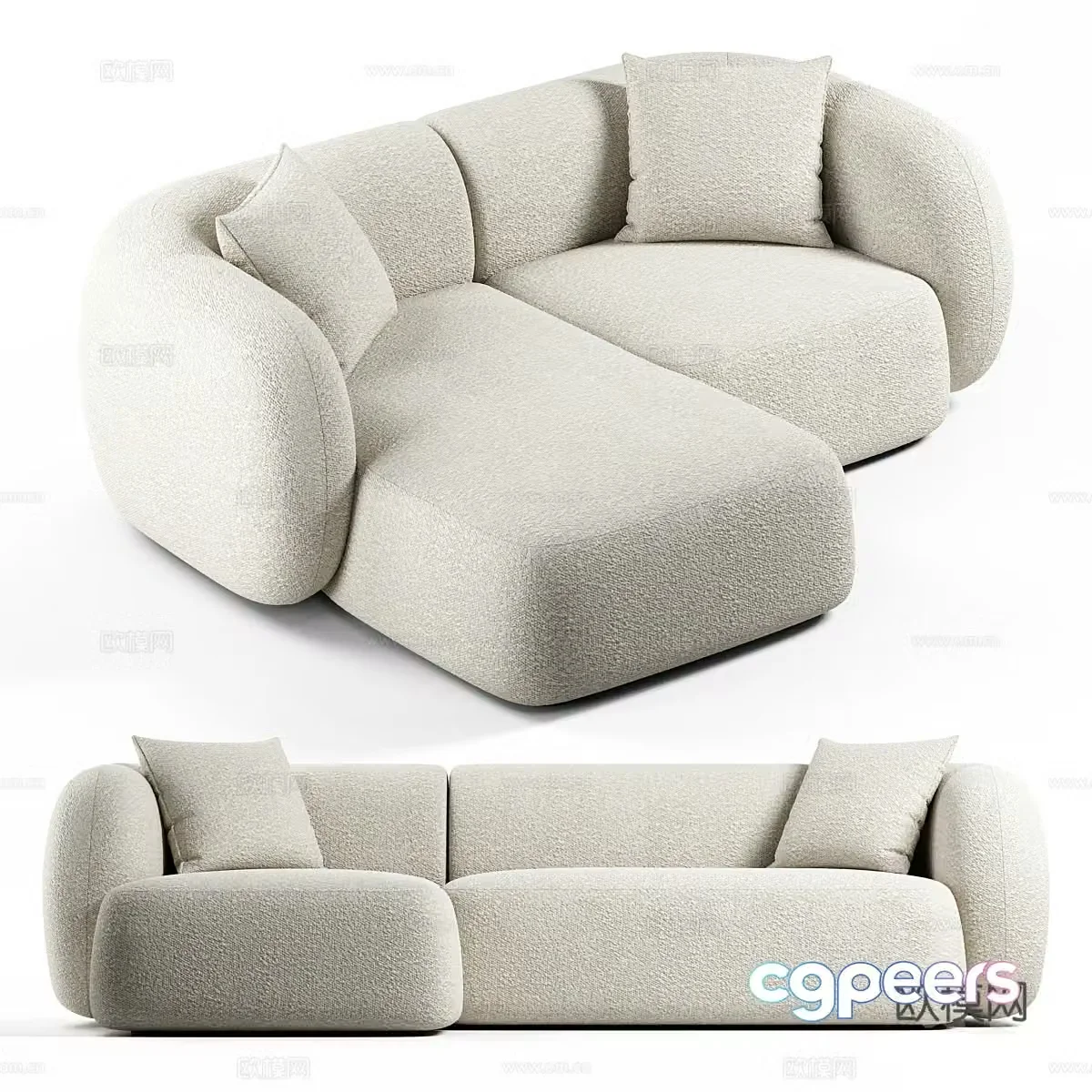 Modern Cream Style Kave Home – Martina Sofa 3d Model