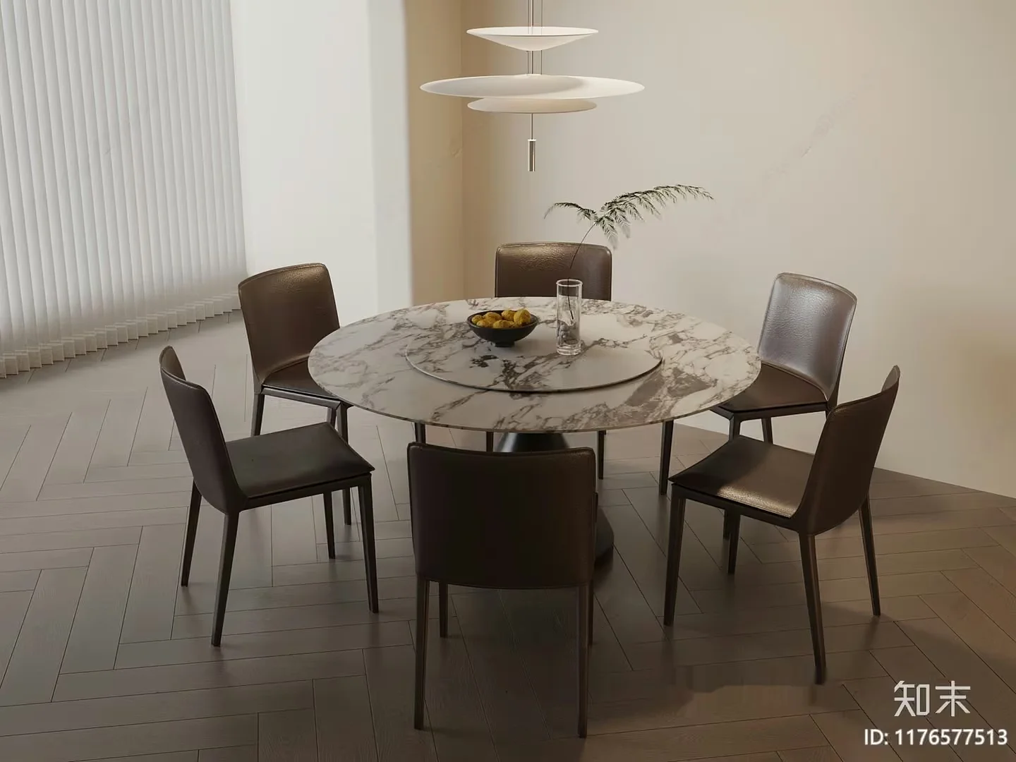 A Dining Room With A Round Table And Chairs 3D Model – 22366 – VRAY Render