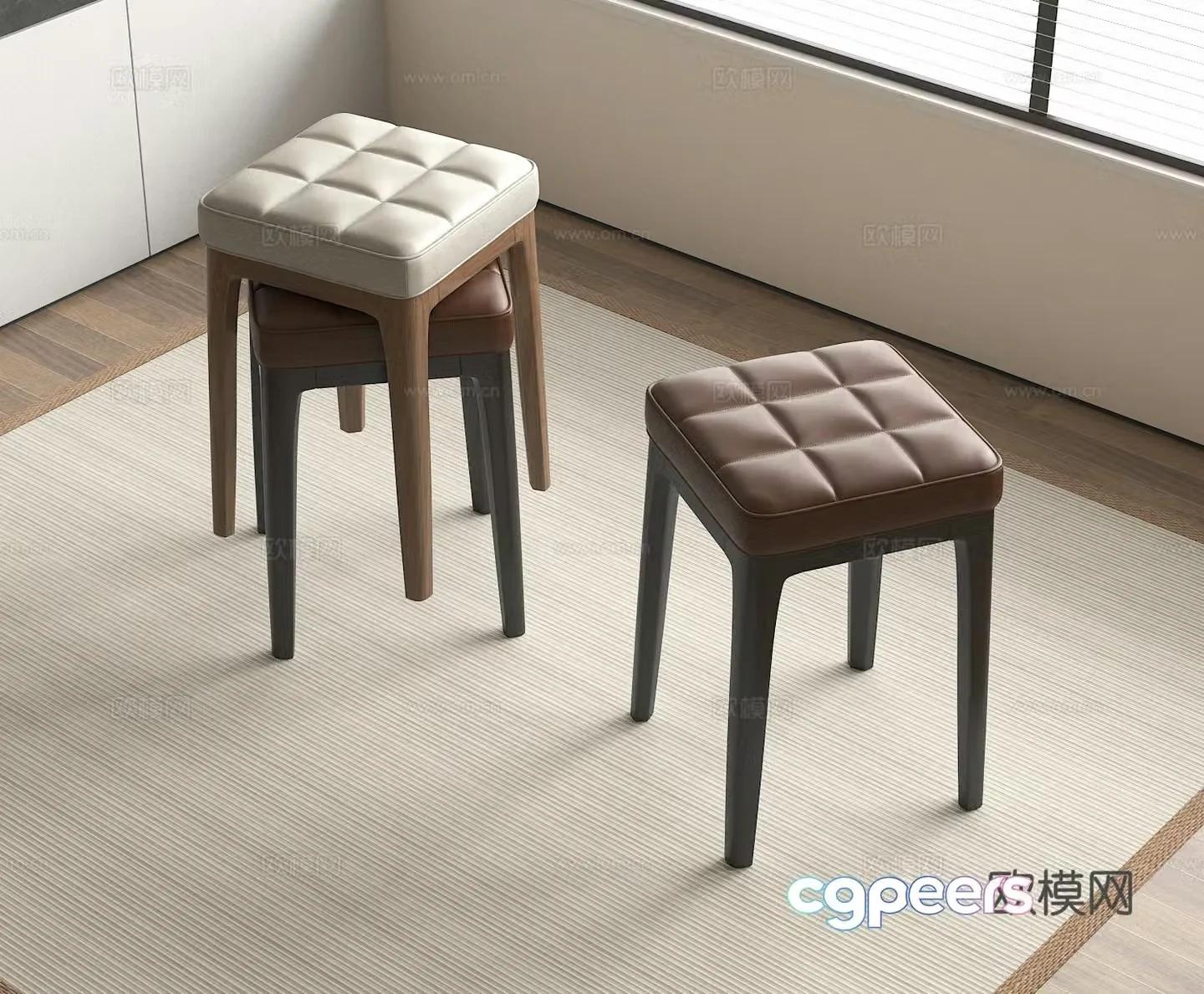 Sofa stool low stool shoe change stool stool 3d model