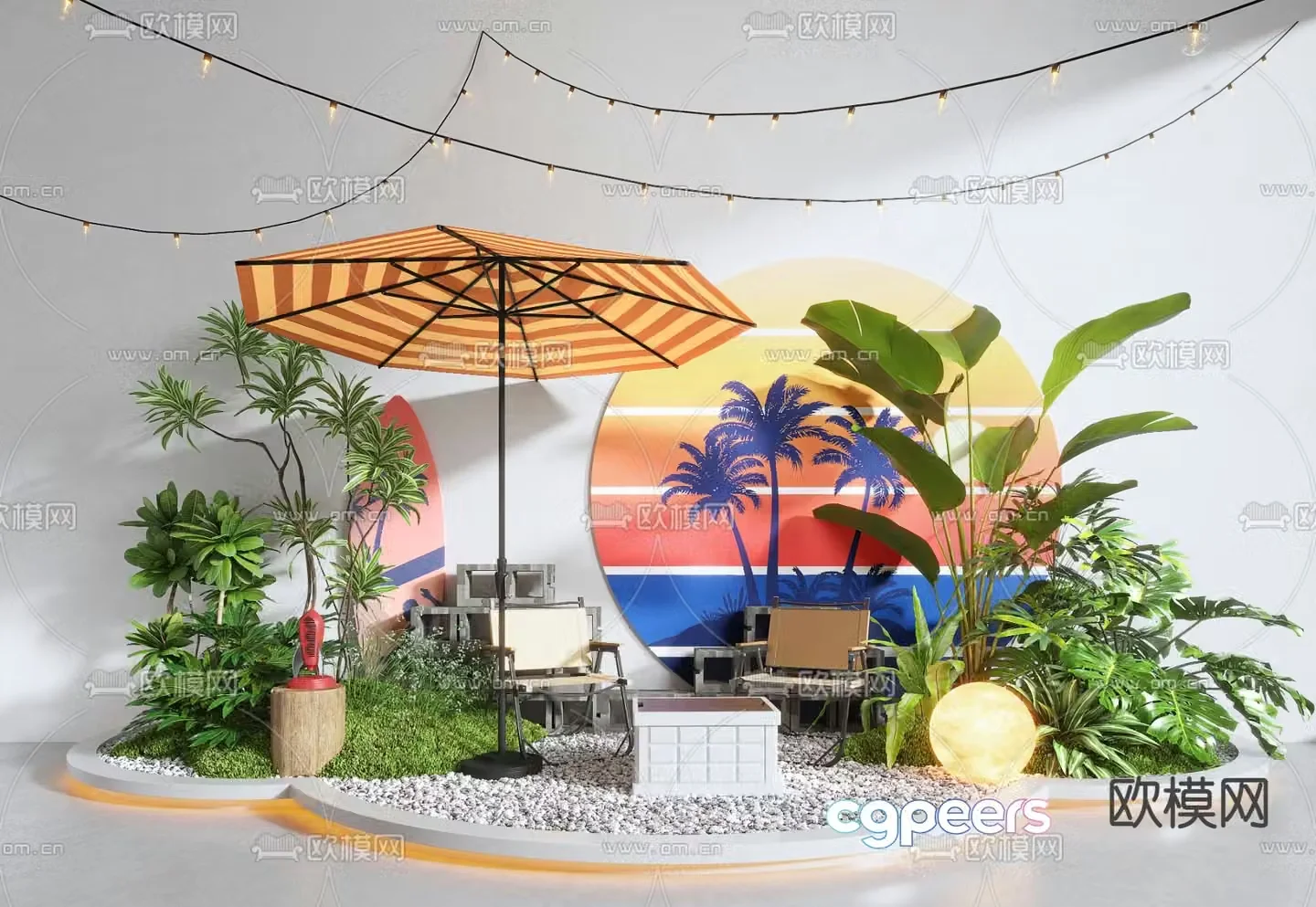 Camping landscape plant landscaping 3d model