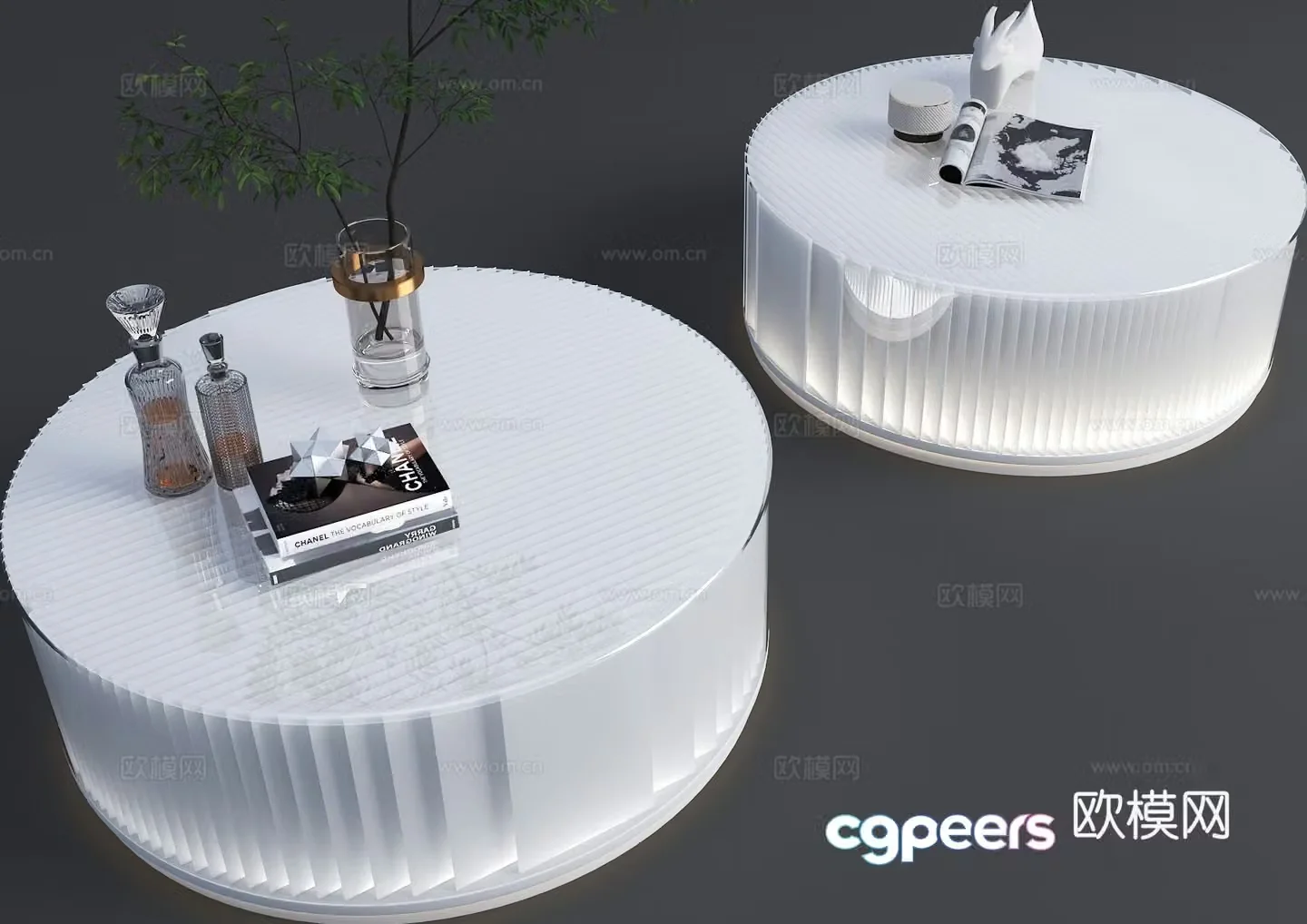 Modern acrylic coffee table gradient grille coffee table 3d model