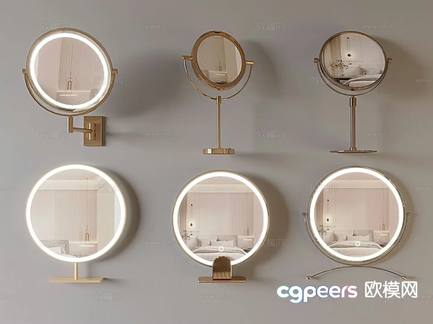 Modern mirror cosmetic mirror round mirror 3d model