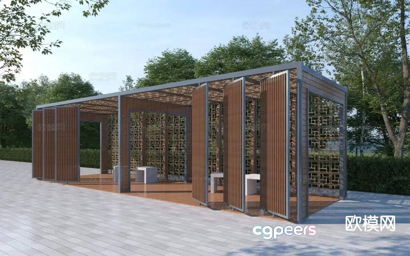 Modern landscape gallery leisure gallery 3D model