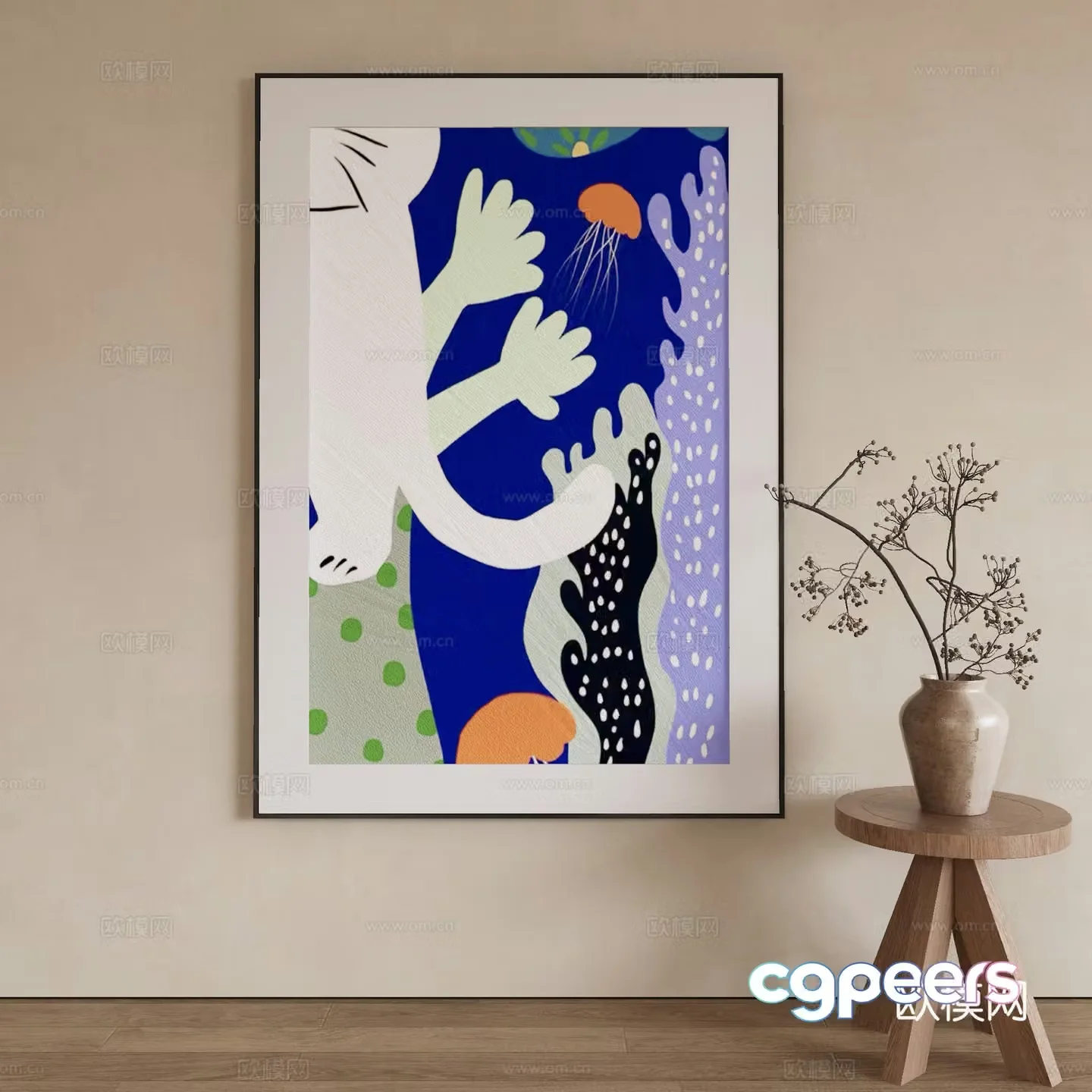 Wasabi hanging painting oil painting 3d model