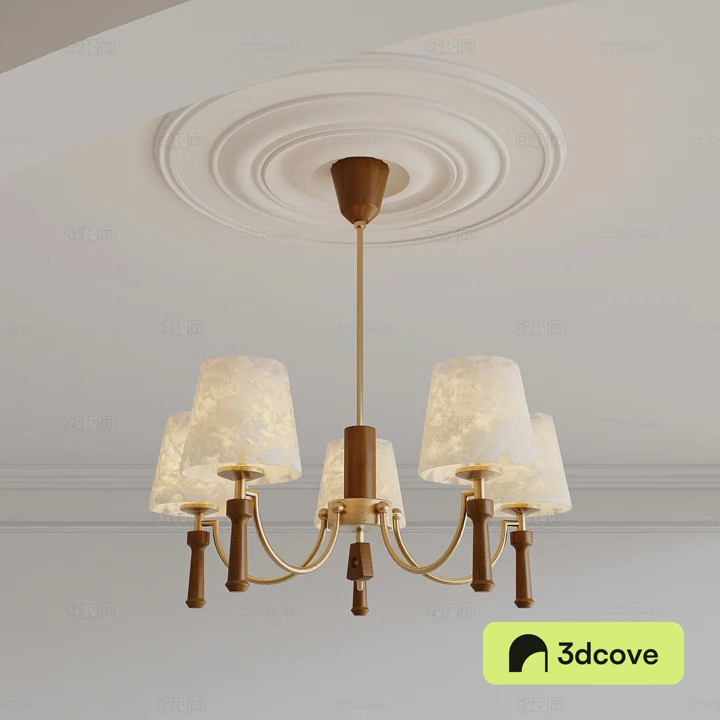 Middle-aged walnut chandelier 3d model