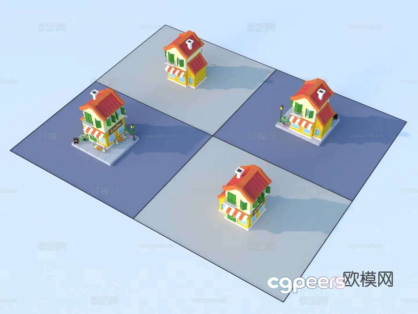 Cartoon toys architectural sketch 3d model
