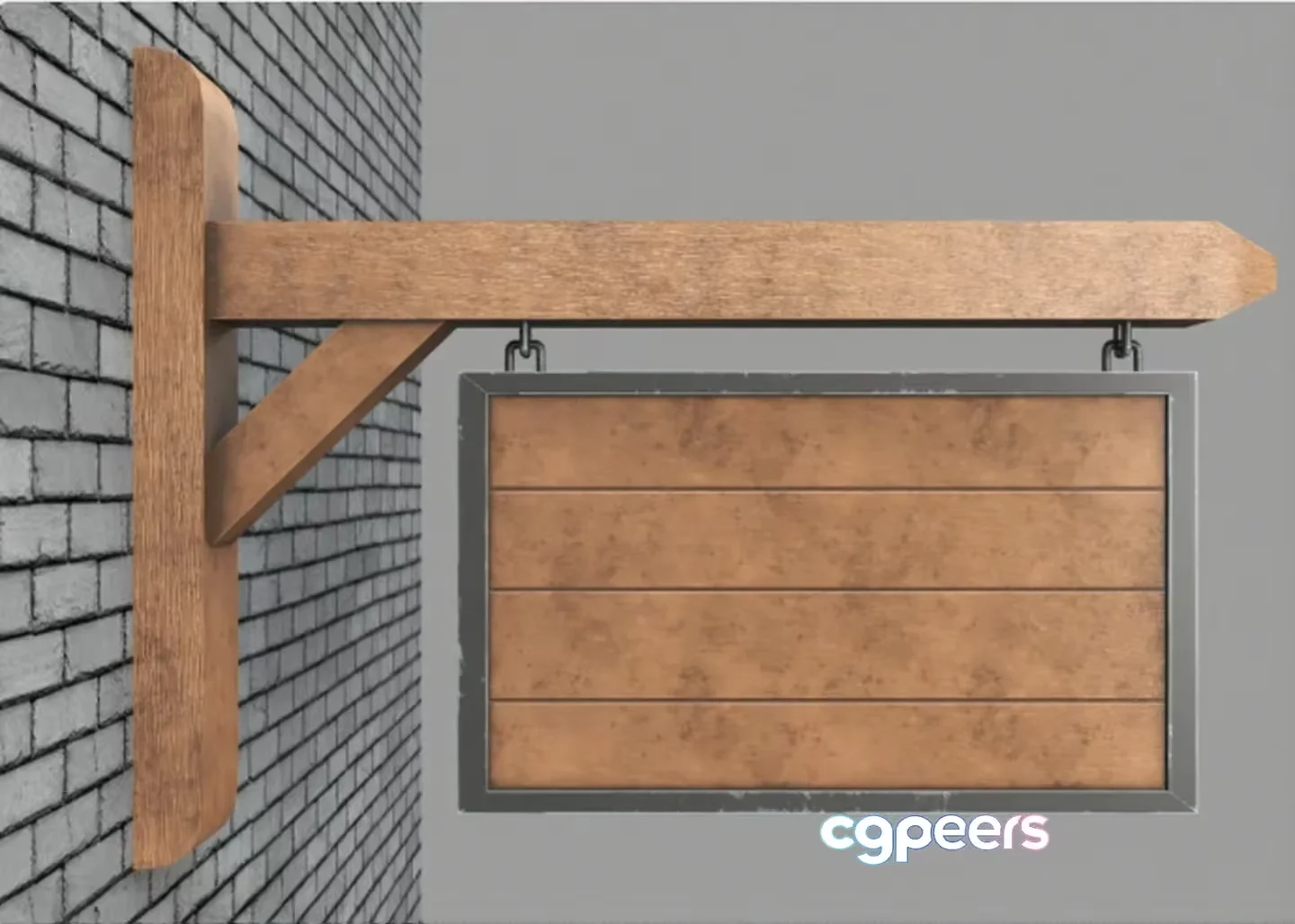 A Wooden Sign 3D Model – 8051 – VRAY Render
