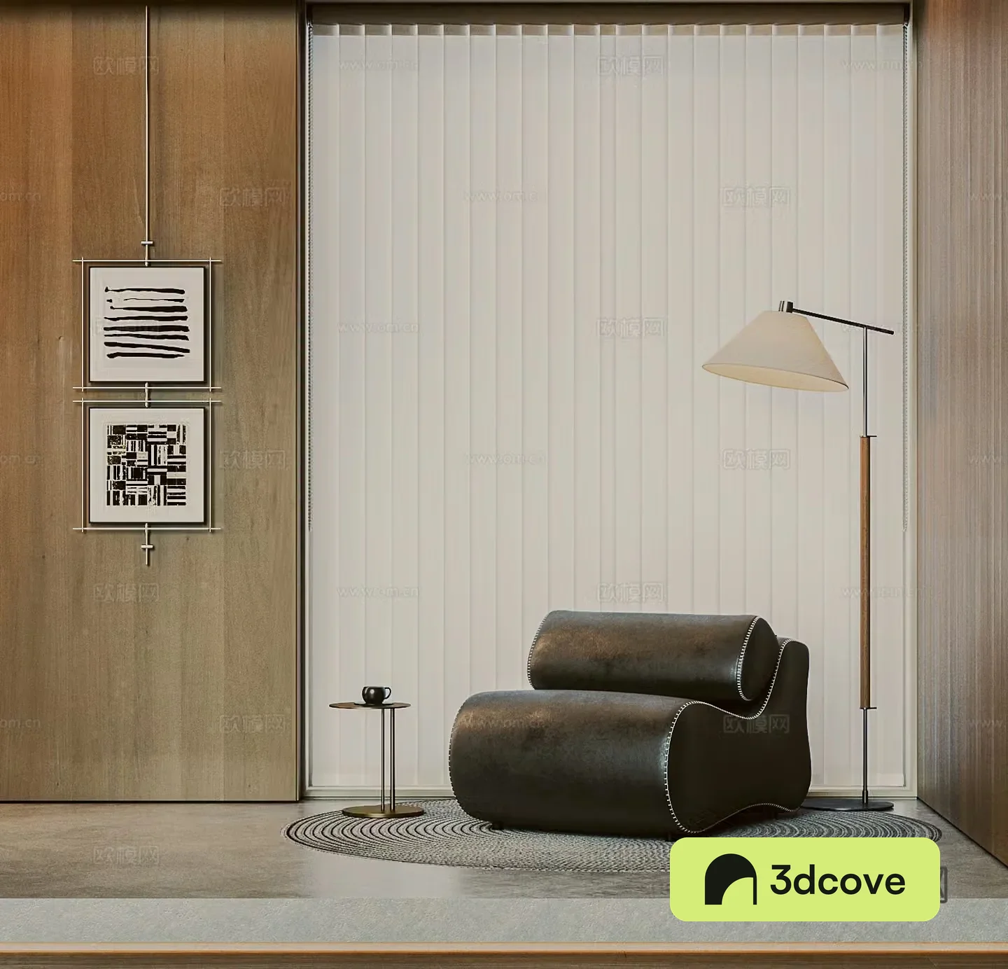 Current Italian single sofa lazy sofa floor lamp carpet casual sofa negotiation sofa