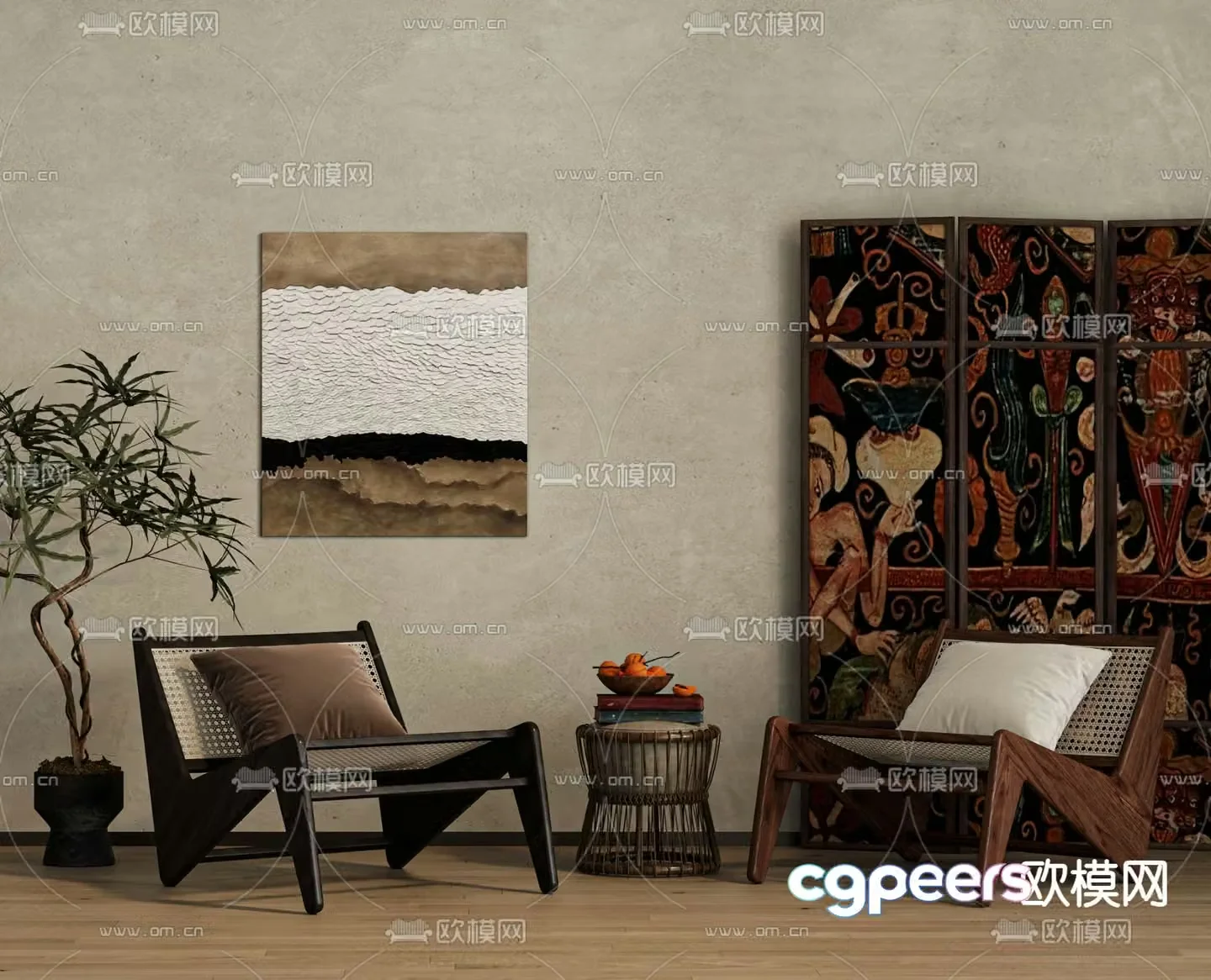 Wabiji rattan chair lounge chair leisure chair 3D model