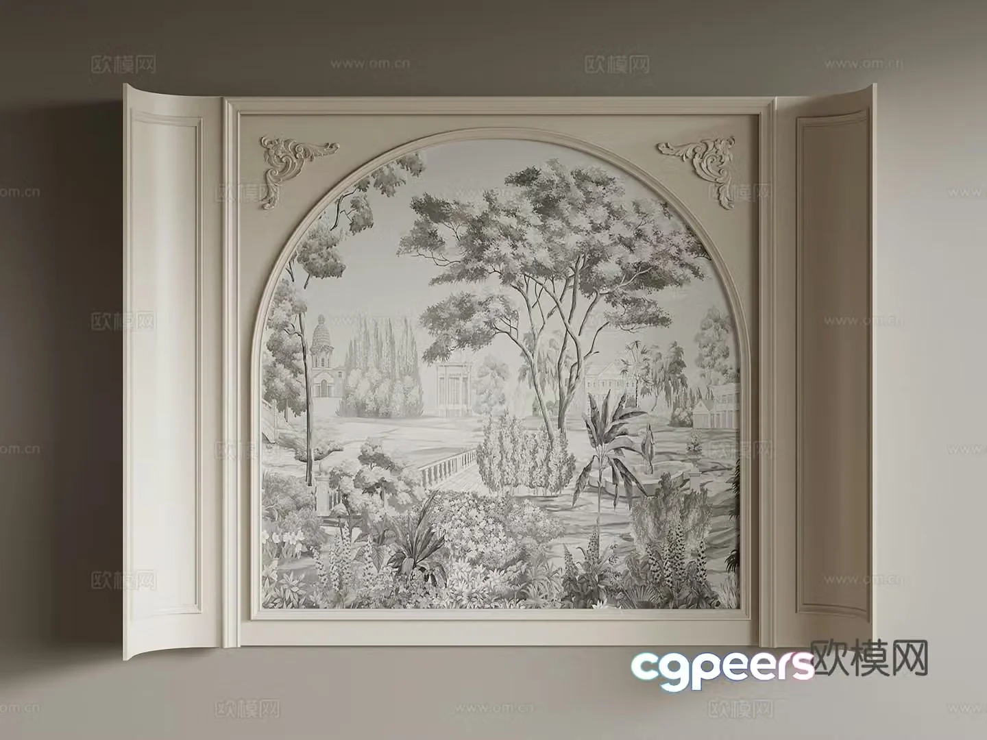 French background wall 3d model
