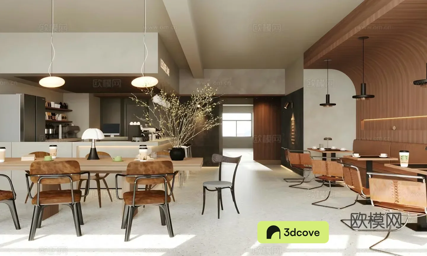 Modern Wasabi Western Restaurant Cafe Milk Tea Shop Tea House Dining Table and Chair Combination Card Area Negotiation Area 3D Model