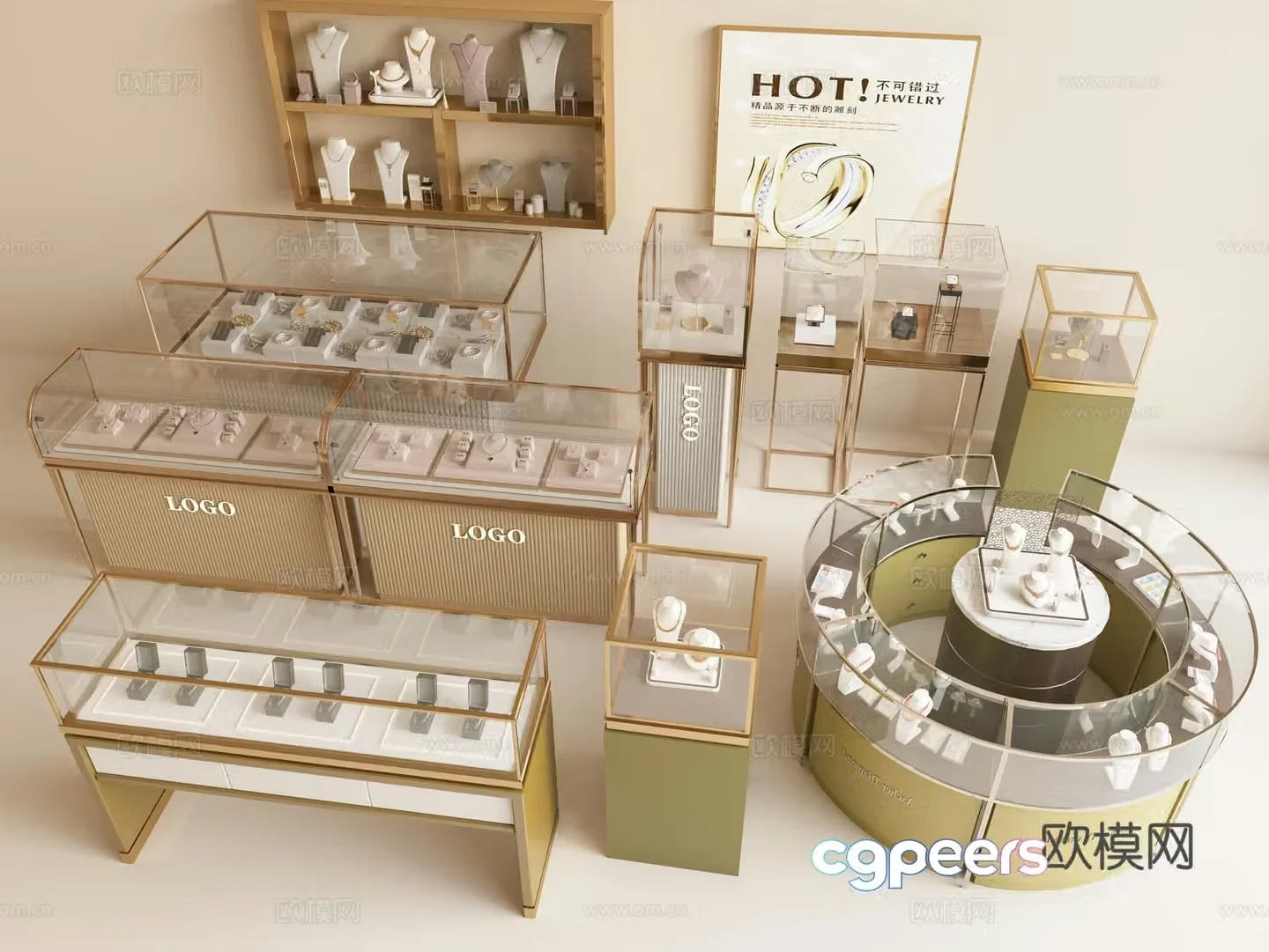 Modern jewelry booth Business exhibition counter Jewelry counter Jewelry cabinet 3d model