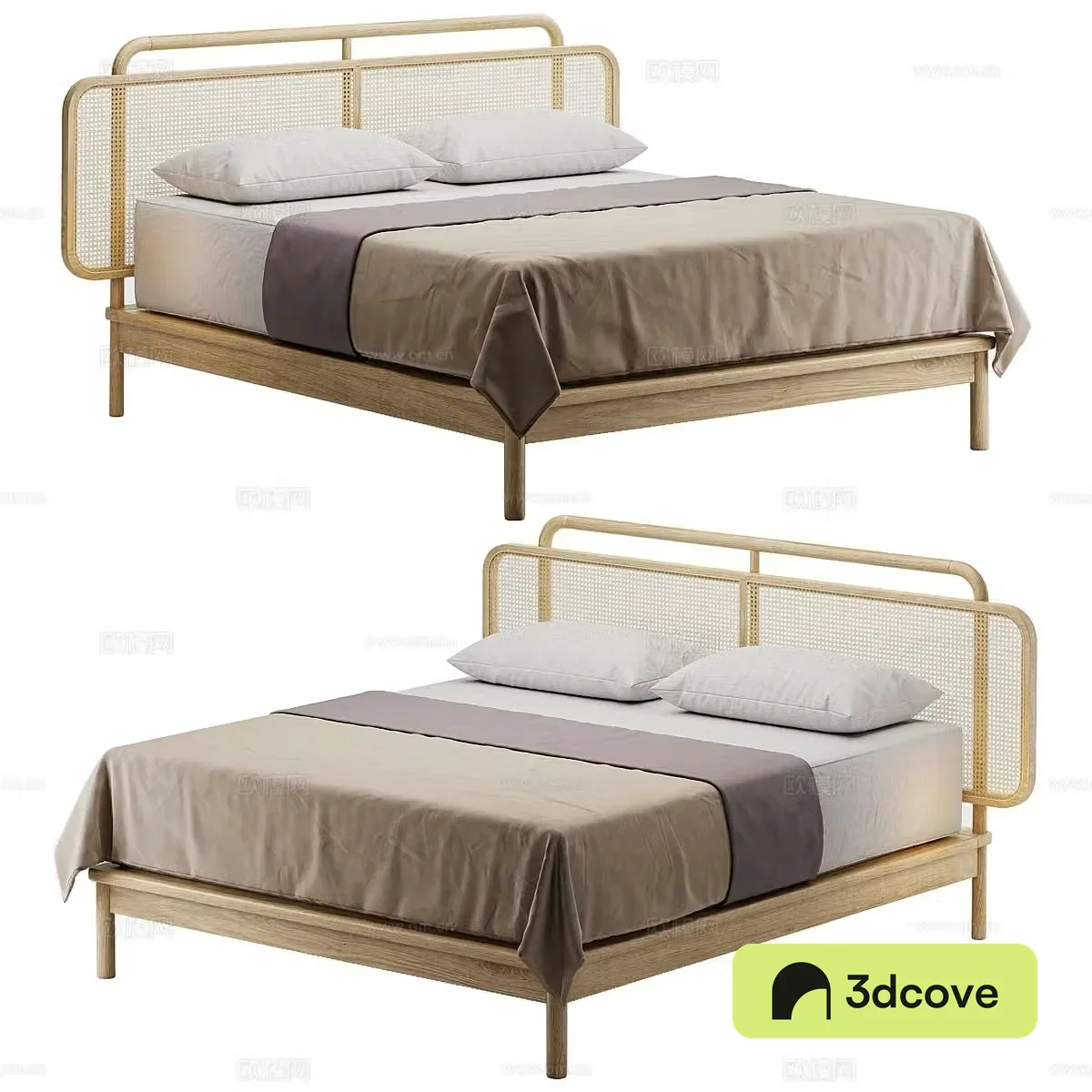 Wabi-sabi style double bed