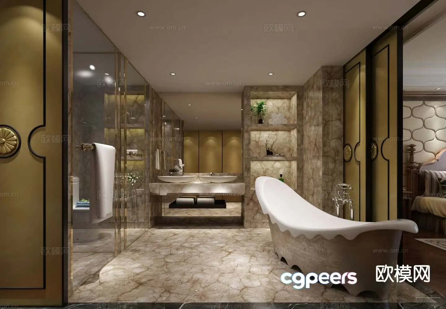 Neoclassical villa bathroom bathroom 3d model