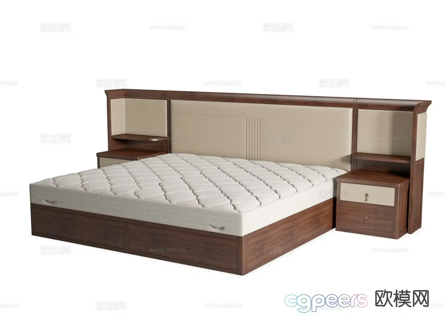 Modern double bed bedside table simmons bed 3d model