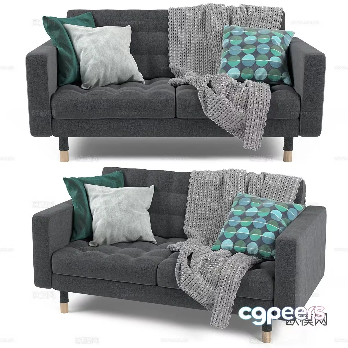 3d model of double sofa