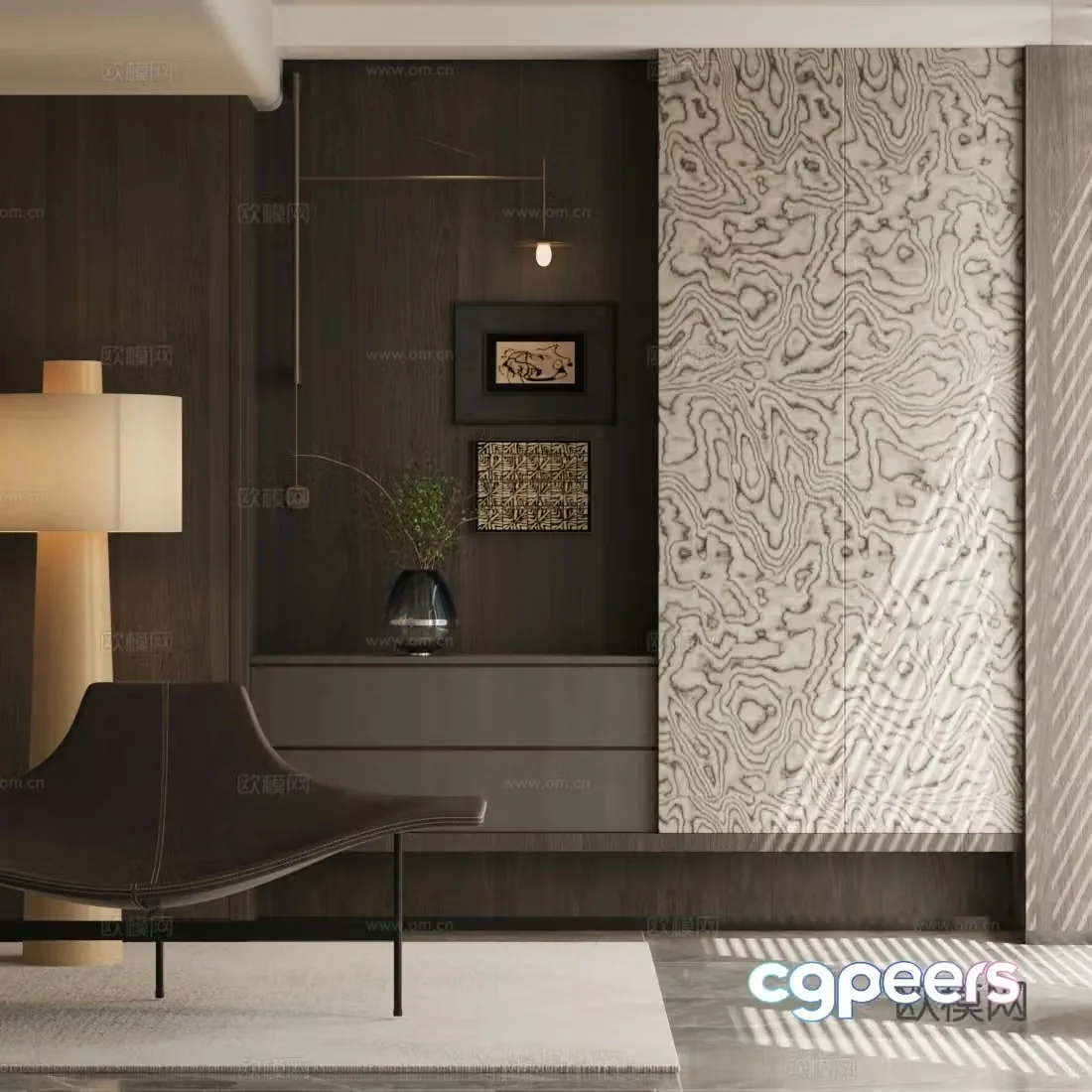 Modern Italian style entrance hall end view terrace entrance hall villa entrance hall porch background decorative entrance hall 3D model