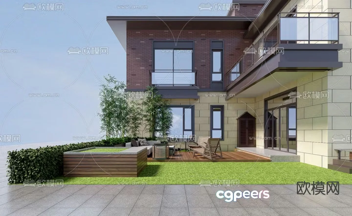 Villa courtyard garden 3d model