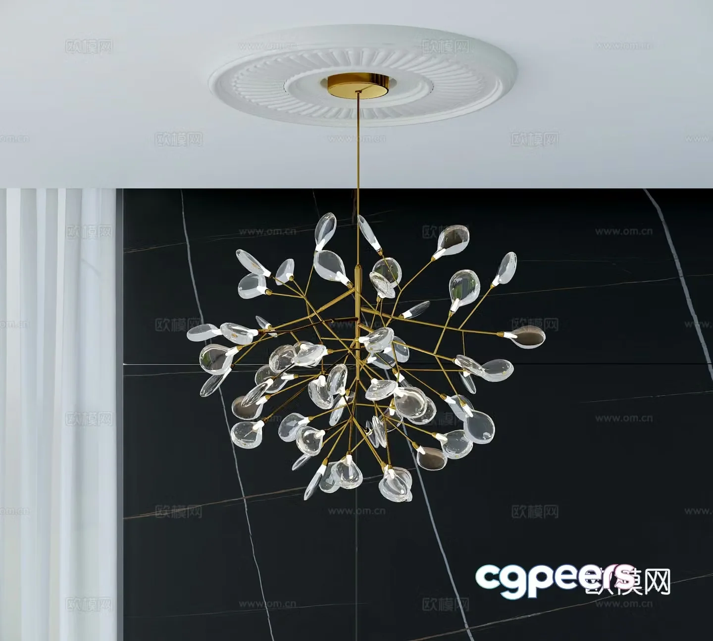 Modern crystal chandelier Fire chandelier 3d model