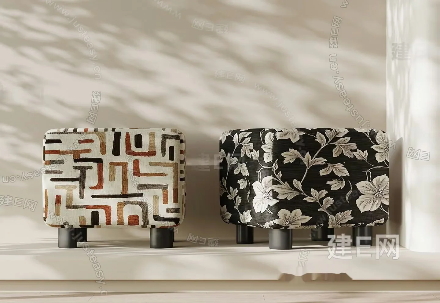 Modern Patterned Ottomans 3D Model – 4914 – VRAY Render