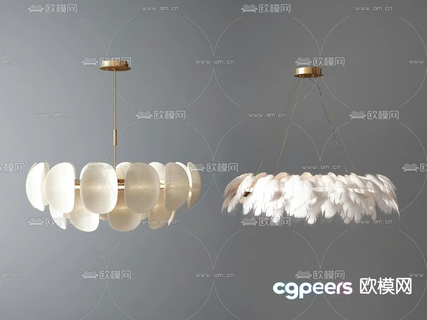 Cream style chandelier feather chandelier 3d model