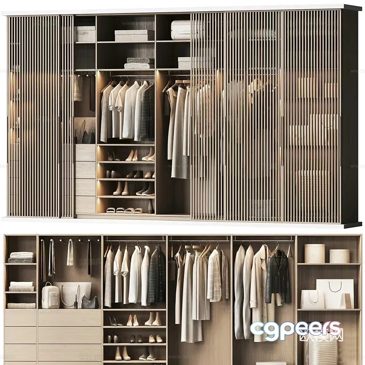 New Chinese open wardrobe 3D model
