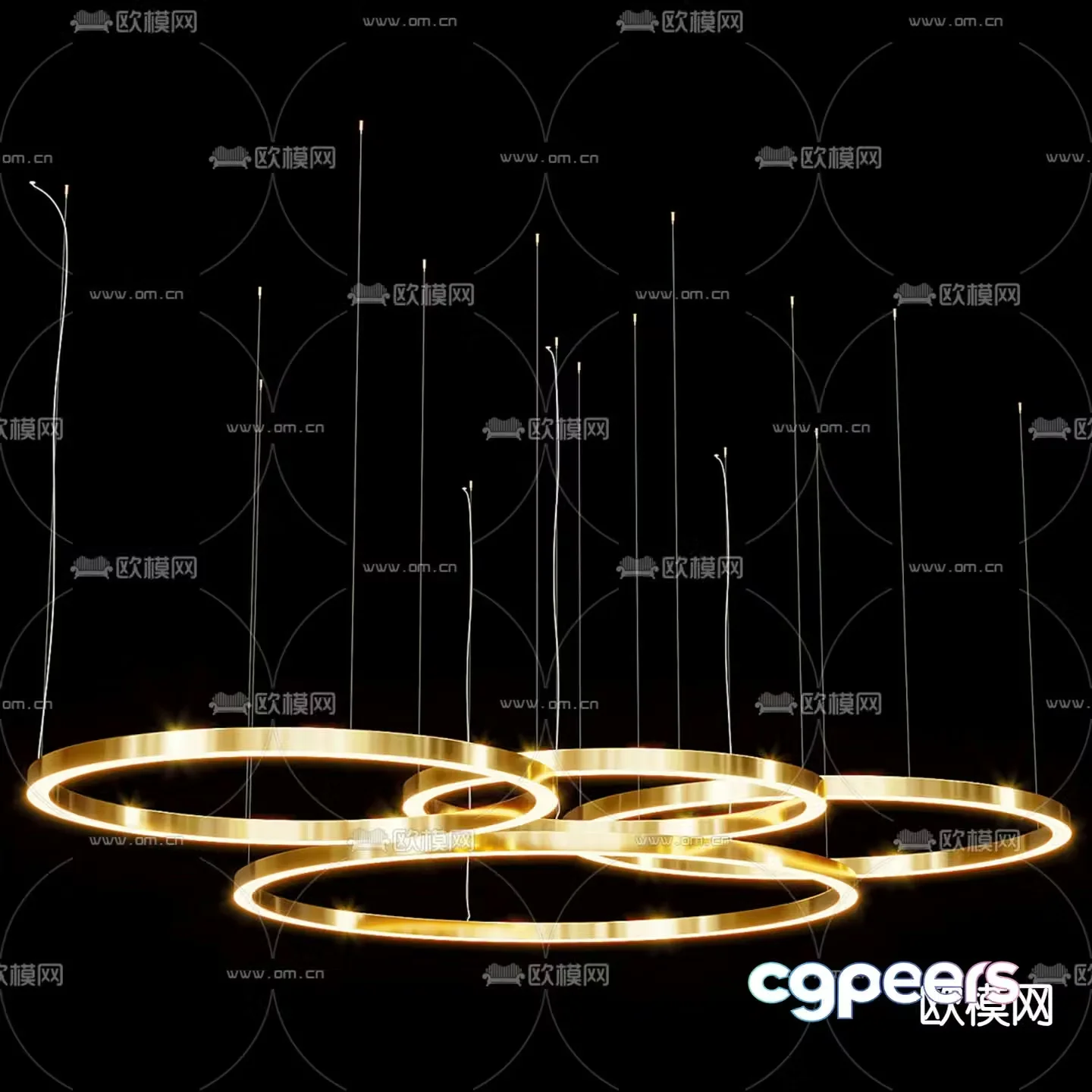 Modern metal chandelier 3d model
