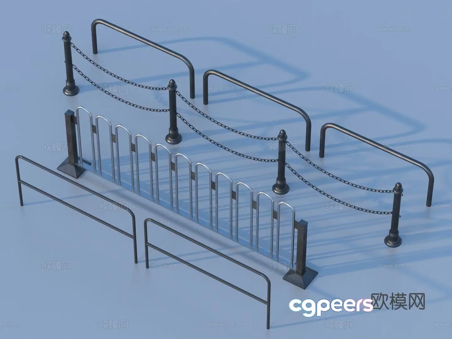 Guardrail Rail Fence Wrought Fence 3D Model