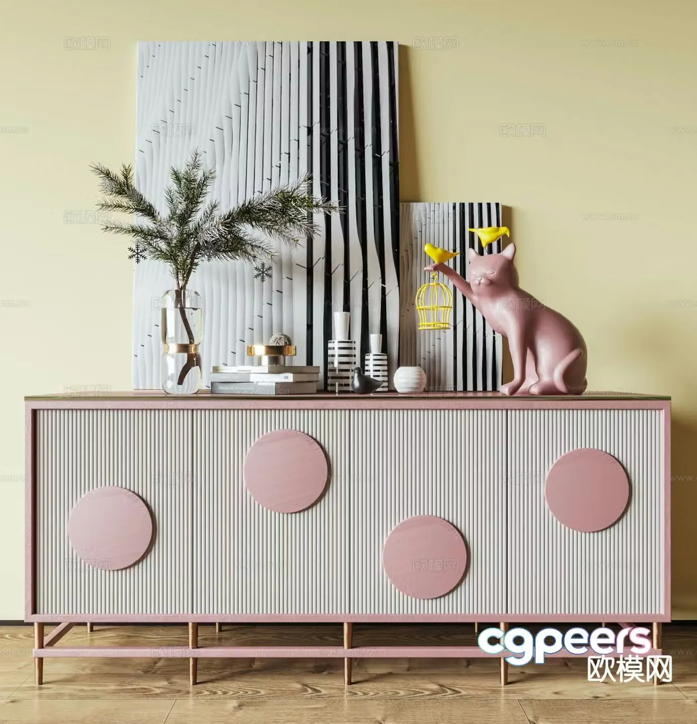 Modern side cabinet entrance cabinet 3d model