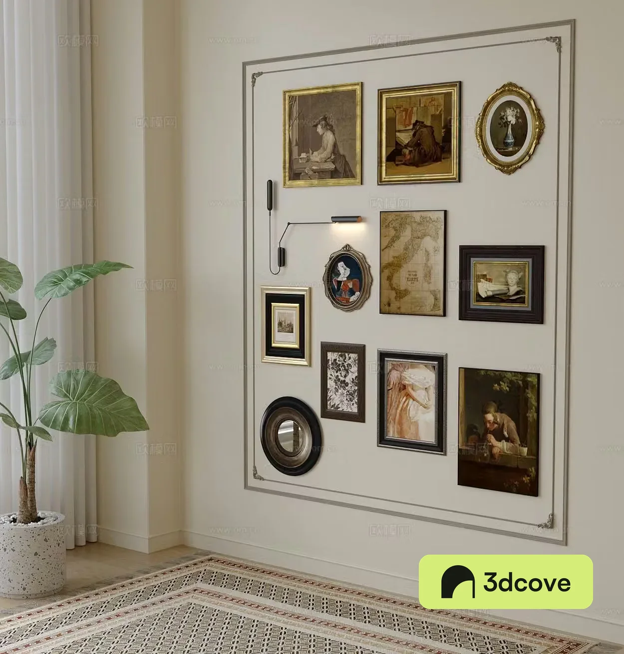 French decorative painting retro painting combined hanging painting