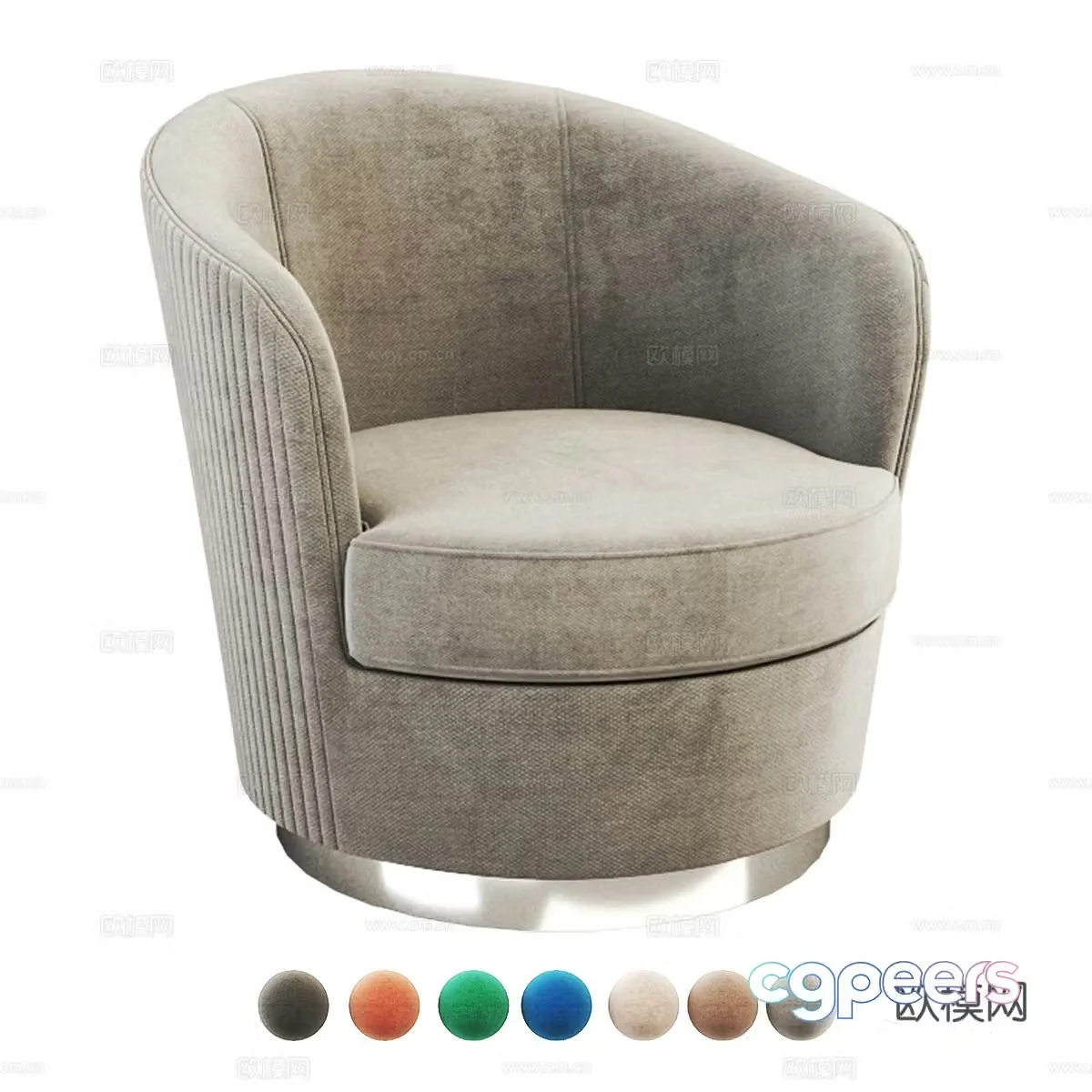 Modern Italian light luxury fabric armchair 3D model