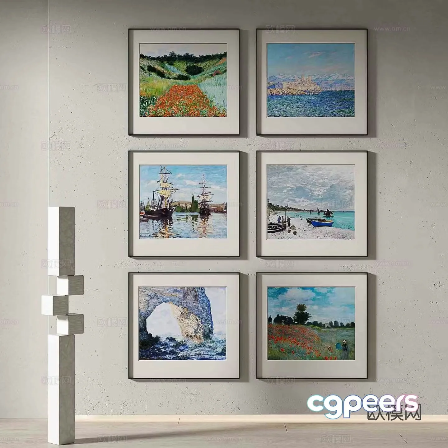 Modern landscape painting decorative painting 3d model