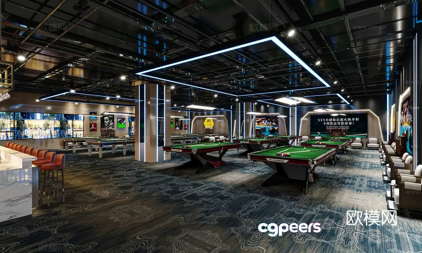 Modern Billiards Room Billiard Hall 3D model