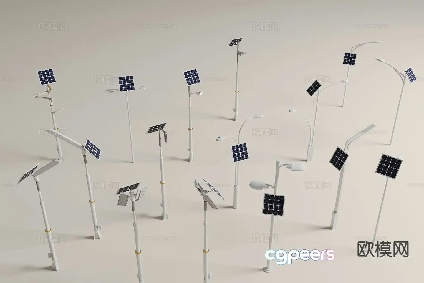 Modern solar street light outdoor light solar garden light 3d model