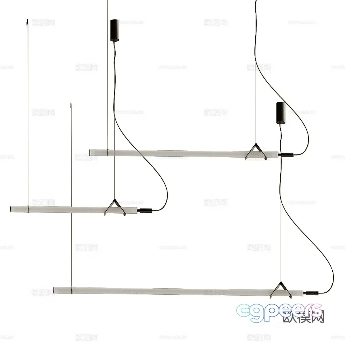 Modern light luxury minimalist linear decorative chandelier 3d model