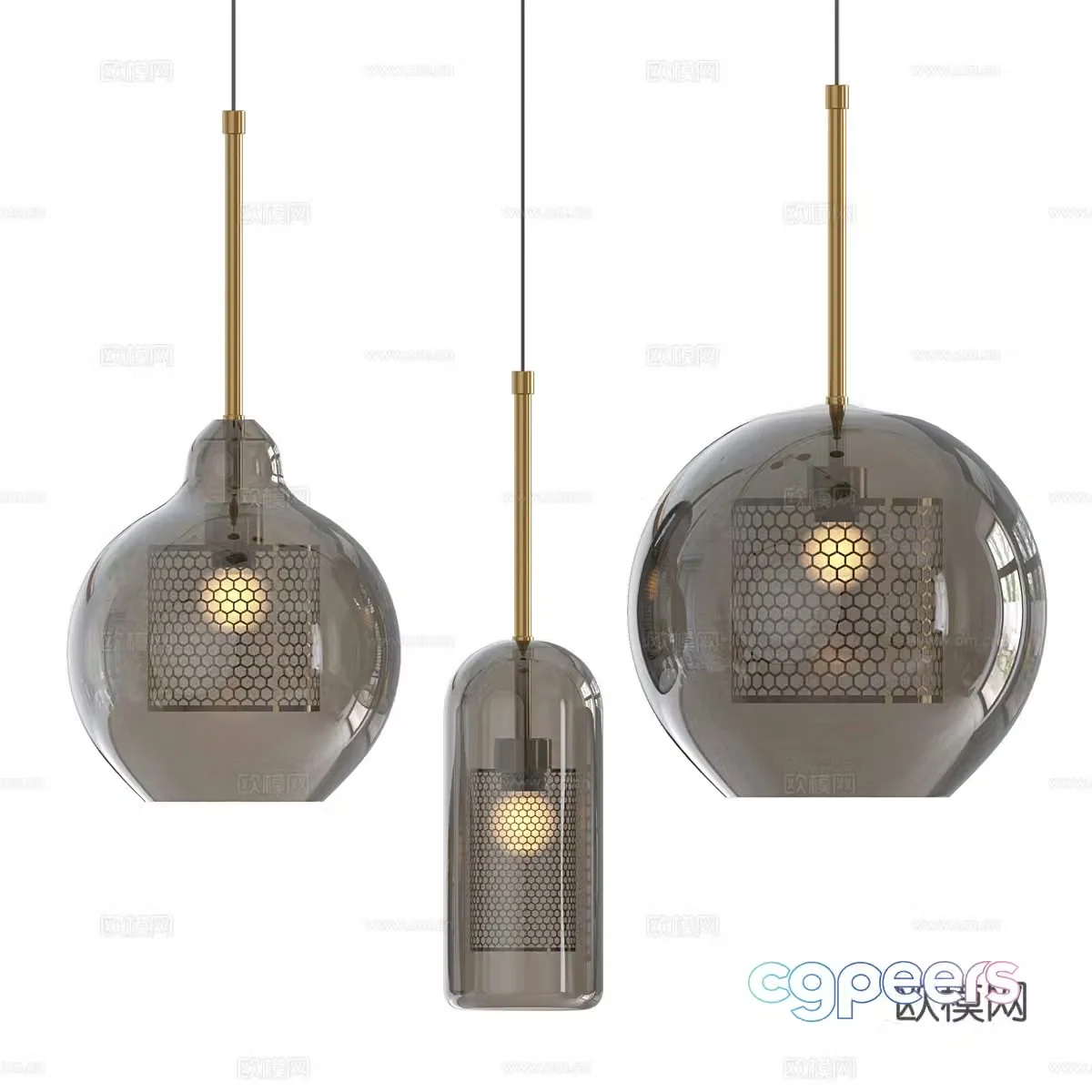 Modern Italian light luxury metallic glass decorative chandelier 3d model