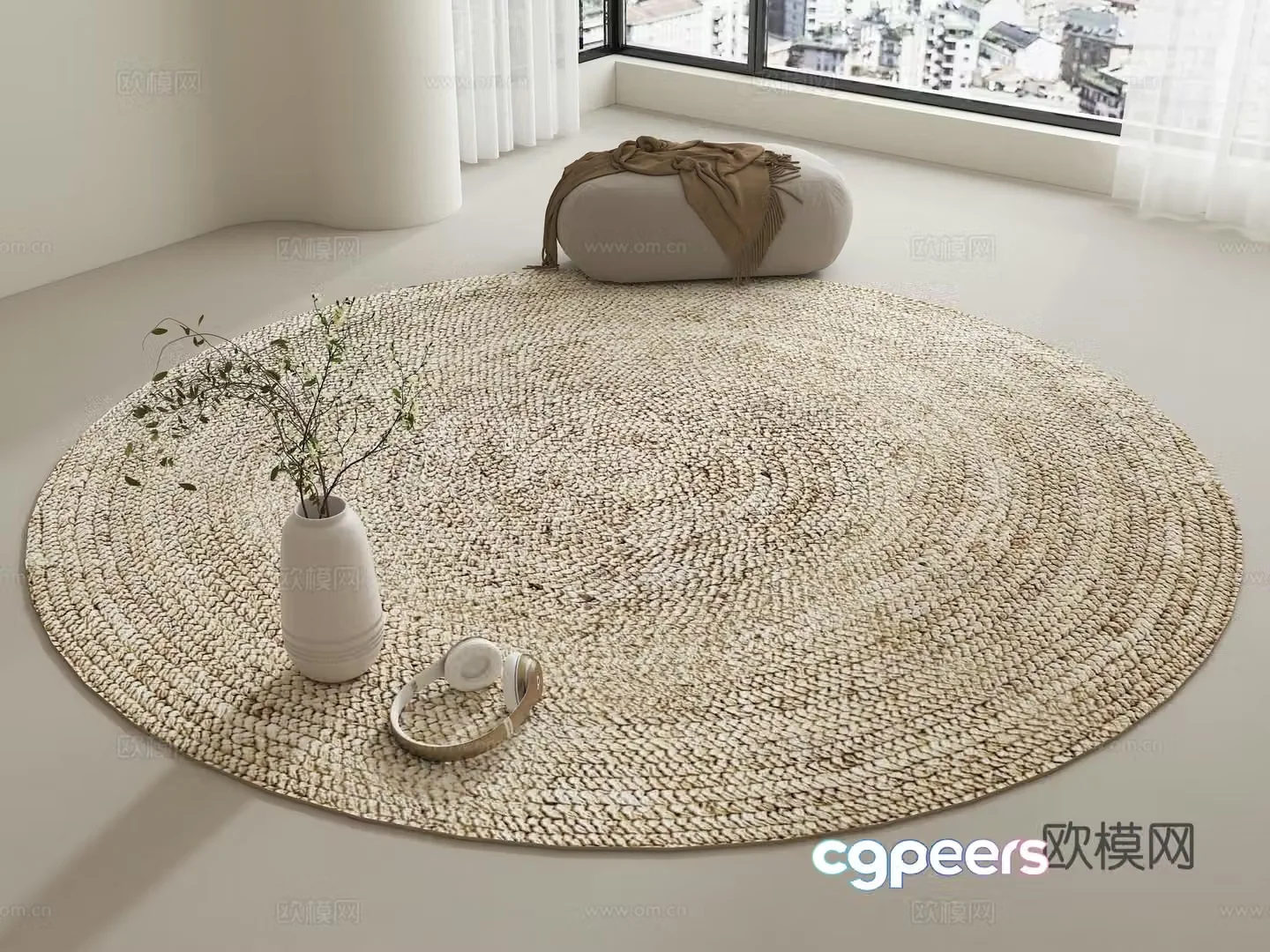 Modern carpet Creamy carpet Living room carpet Round carpet Wasabi carpet 3d model