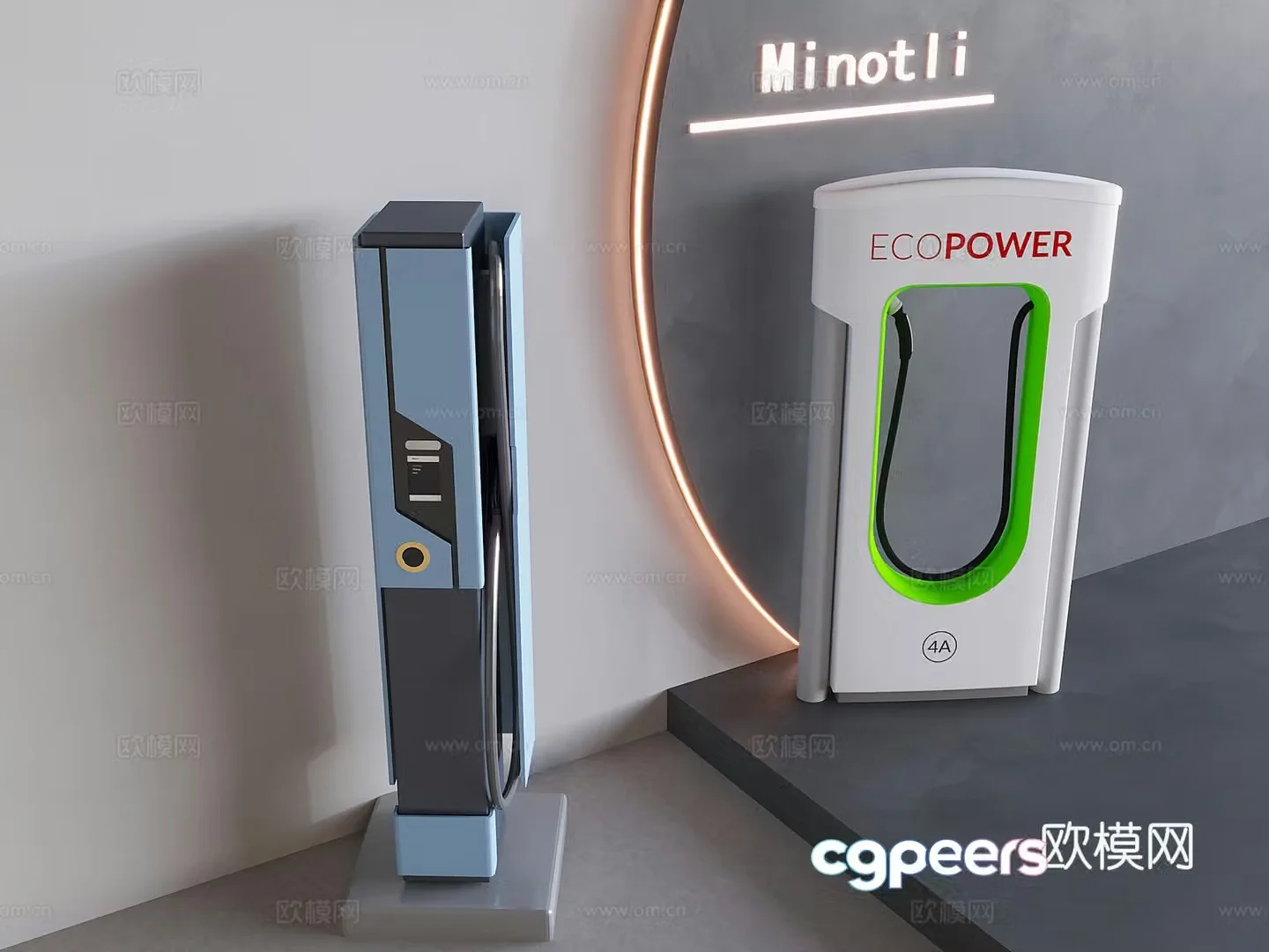 New energy vehicle charging pile self-service charging station public equipment 3D model