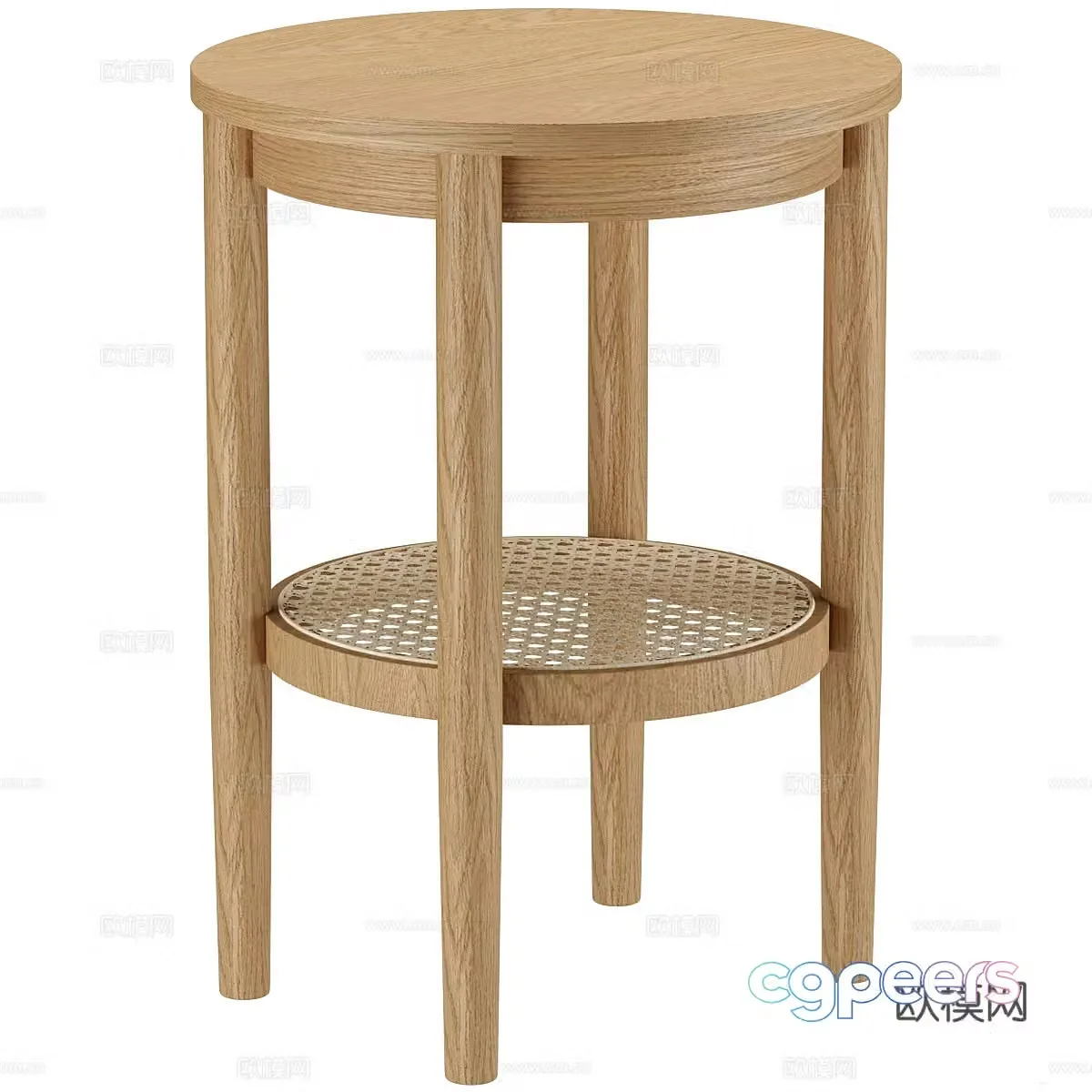 Rattan stool rattan stool bamboo stool round stool sofa stool living room 3D model