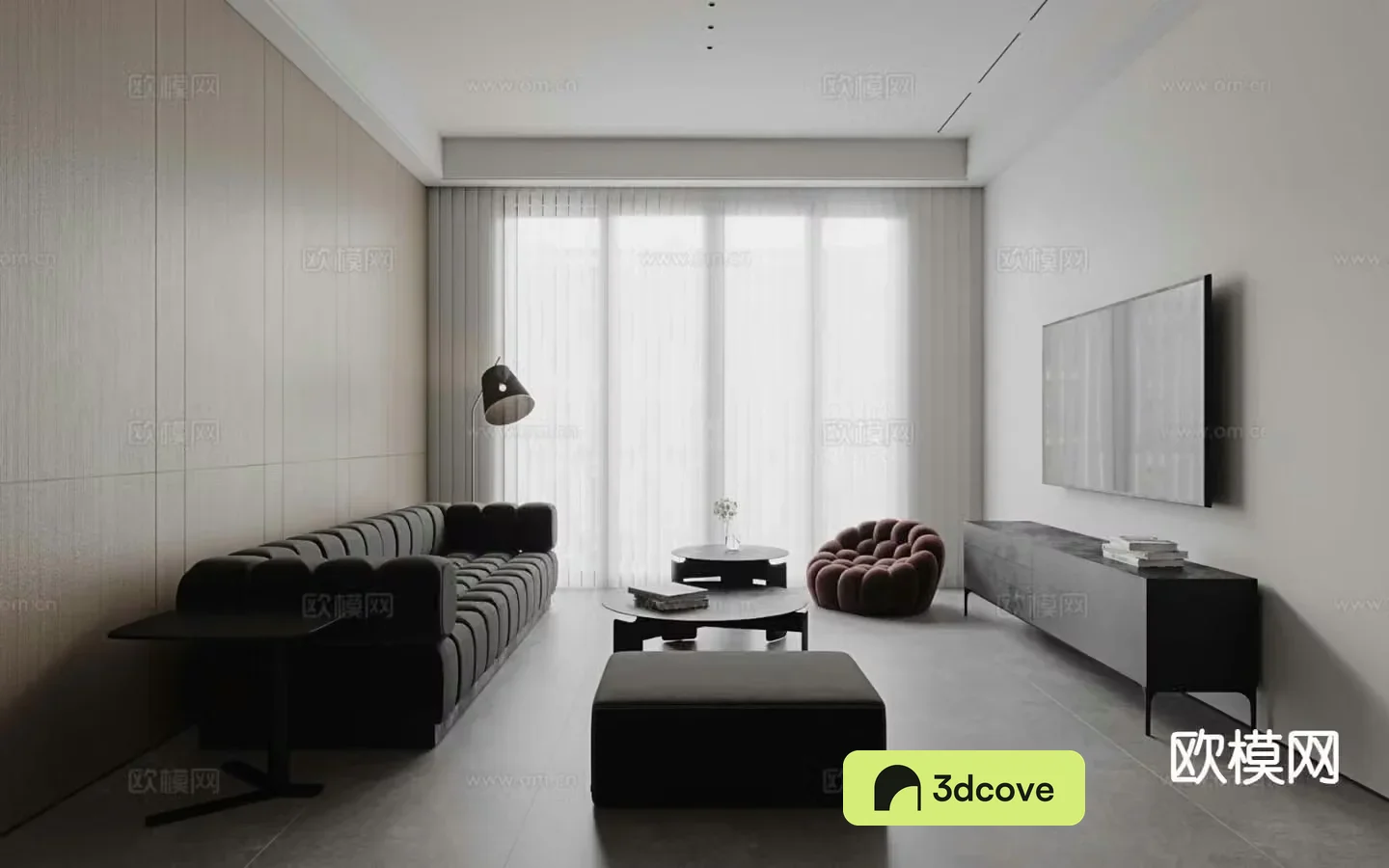 Premium gray living room