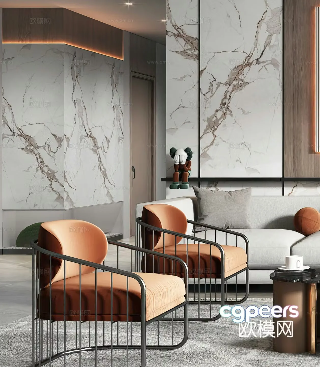 Modern leisure chair Italian leisure chair Light luxury leisure chair Side table corner chair Single chair 3D model