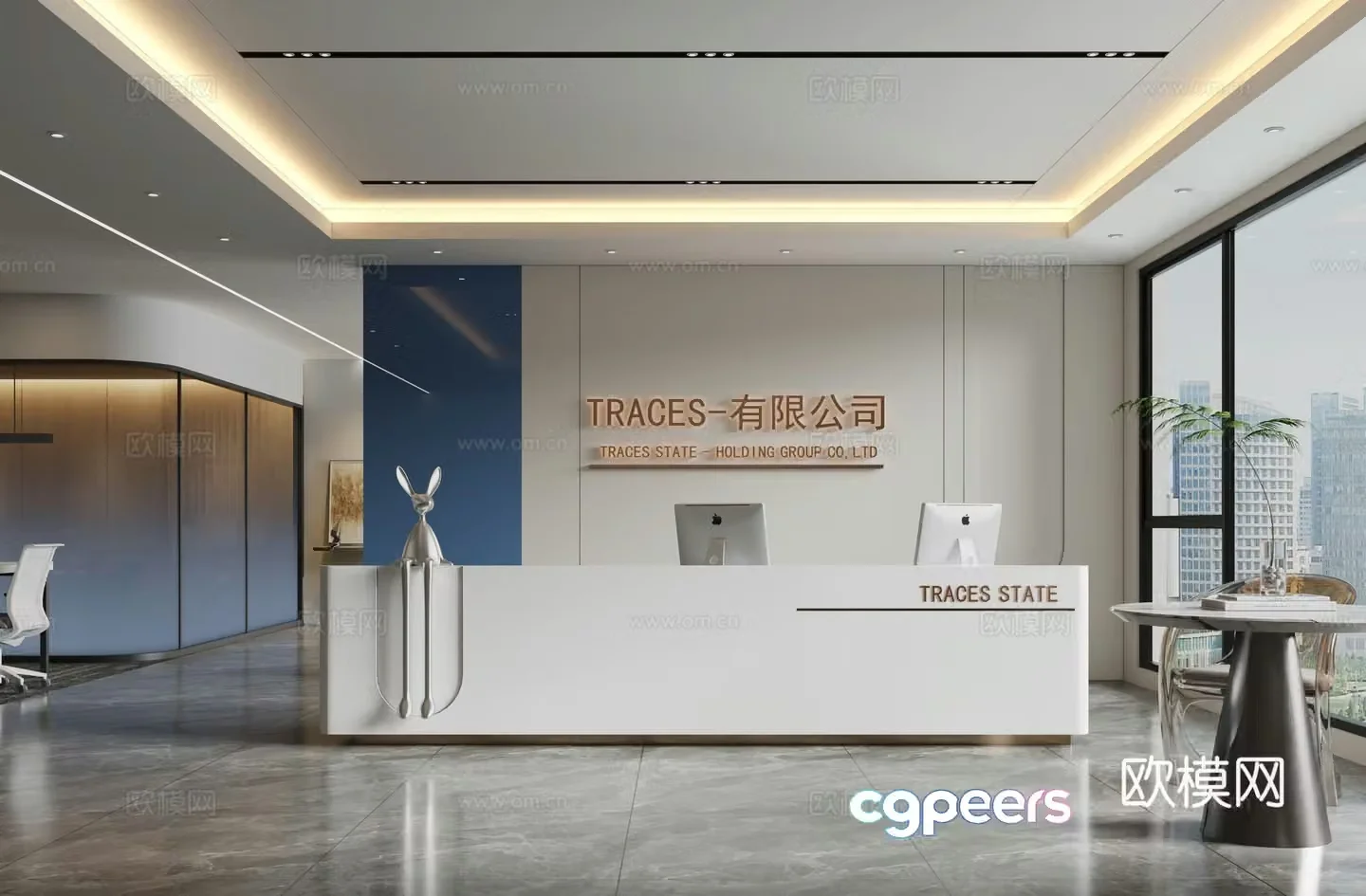 Modern company front desk 3D model