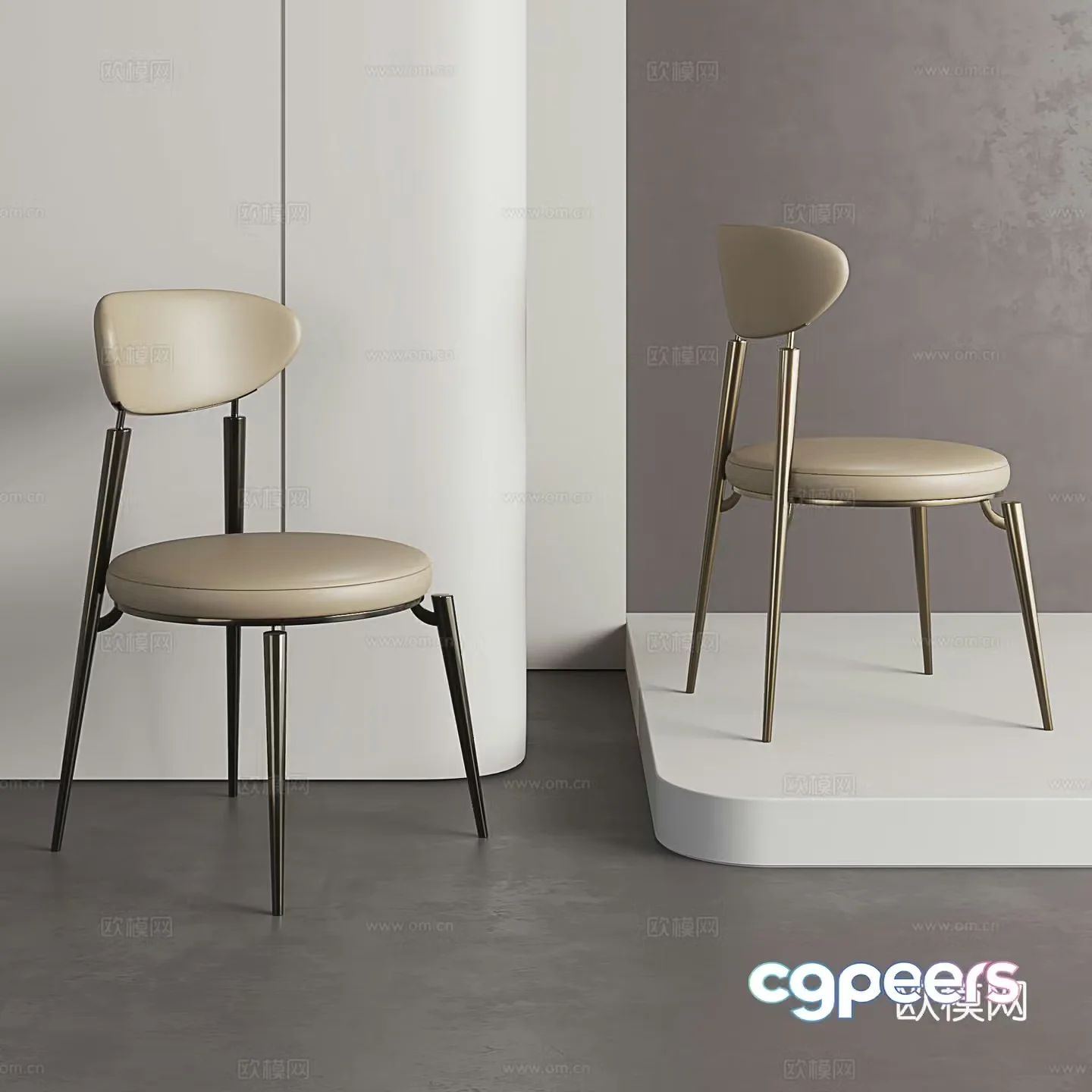 Light luxury dining chair negotiation chair Italian chair leather single chair 3D model