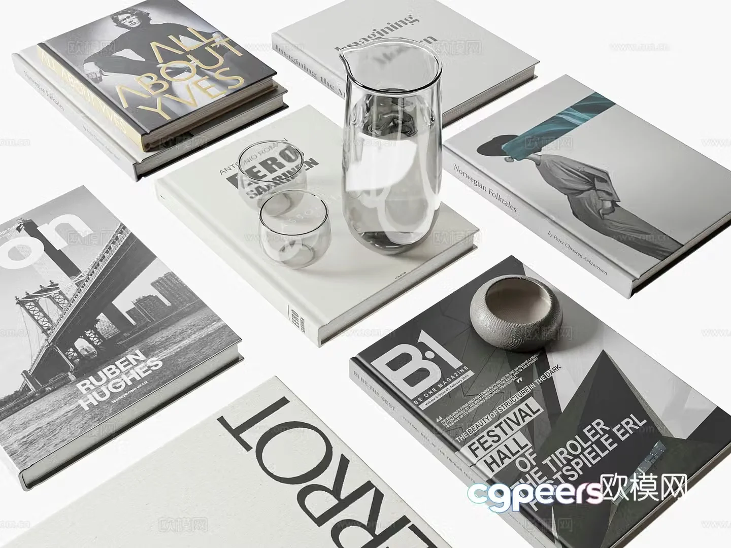 Modern book ornaments 3d model