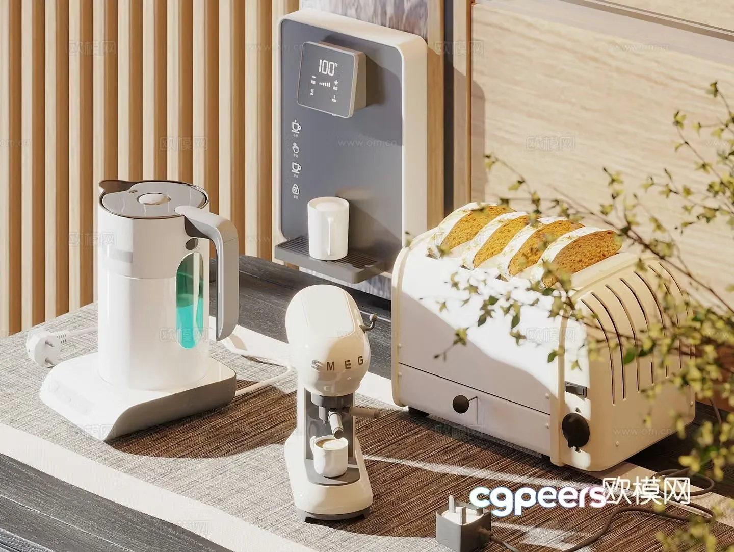 Kitchen appliances bread machine coffee machine wall-mounted water dispenser kettle 3D model