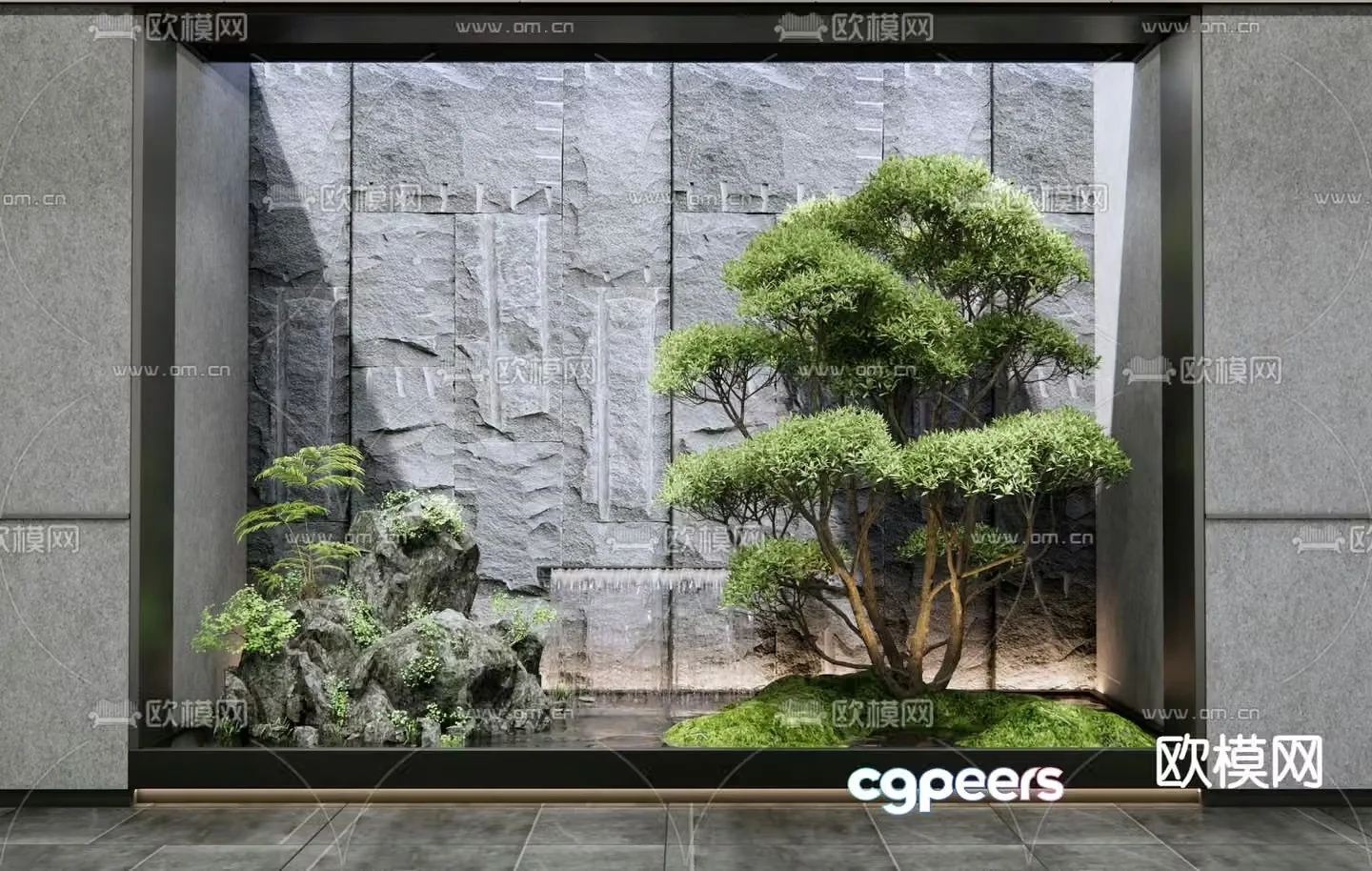 Rockery waterscape falling water landscape landscape wall 3D model