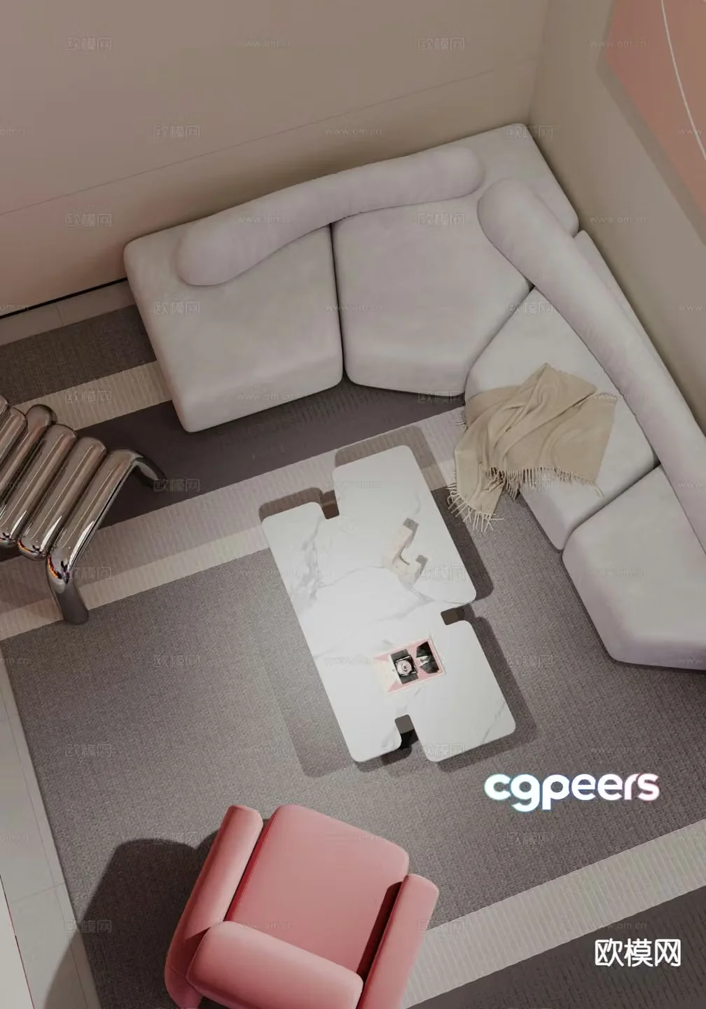 Modern sofa coffee table modular sofa 3d model